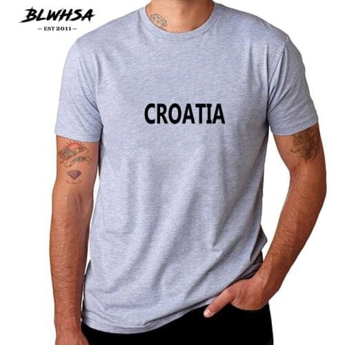 BLWHSA T Shirt for Men Croatia Fans Cheer T-shirt Fashion Short Sleeve O-neck Casual CROATIA Printed Tee