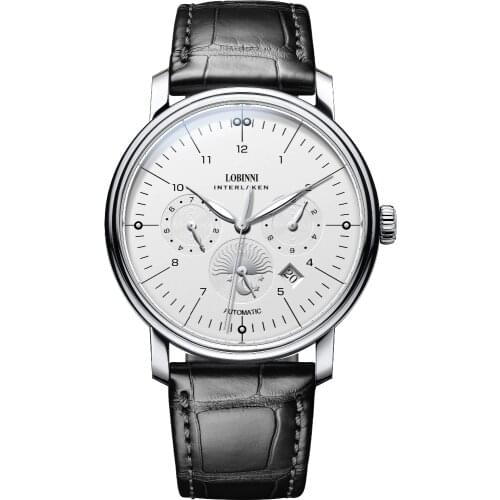 LOBINNI Men Business Waterproof Fashion Multifunction Automatic Self-wind Mechanical Wrist Watch Month,Week,Date - Leather Band