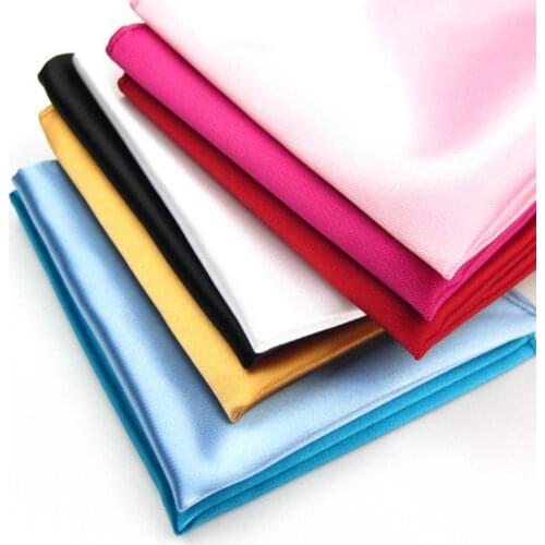 New Men Satin Solid Pocket Square Man Wedding Colors Suit Handkerchief Hanky Fashion Silk 22*22cm Wedding Party For Men