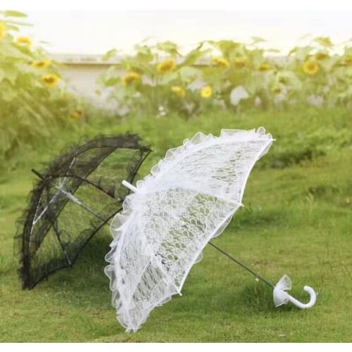 New Lace Umbrella Cotton Embroidery Battenburg Lace Parasol Umbrella Wedding Umbrella Decorations Free Shipping