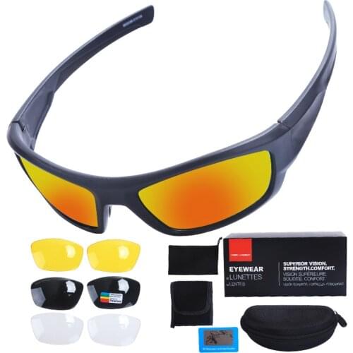 4 lens Riding Glasses Tactical Shooting Goggles Polarized UV400 protection Military Glasses TR90 Bullet-proof Cycling Eyewear