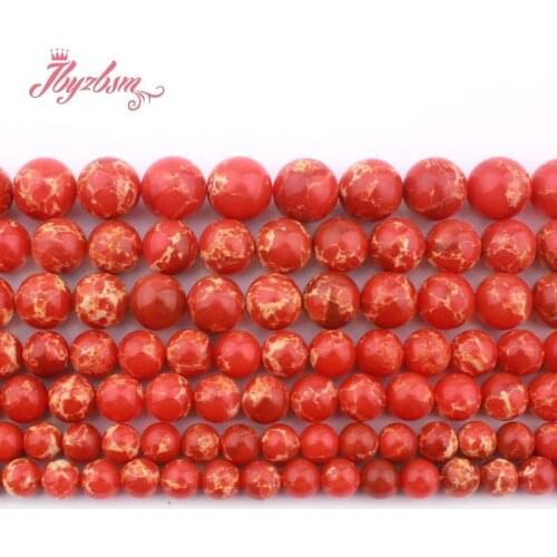 Orange Sea Sediment Imperial Jaspers Beads Round Smooth Stone Beads for DIY Necklace Bracelet Earring Jewelry Making Strand 15"