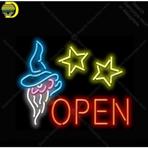 Open with Wizard Neon Bulbs Sign Real Glass Tube Handcraft light Sign Recreation Hotel Iconic Sign Neon Lights anuncio luminoso