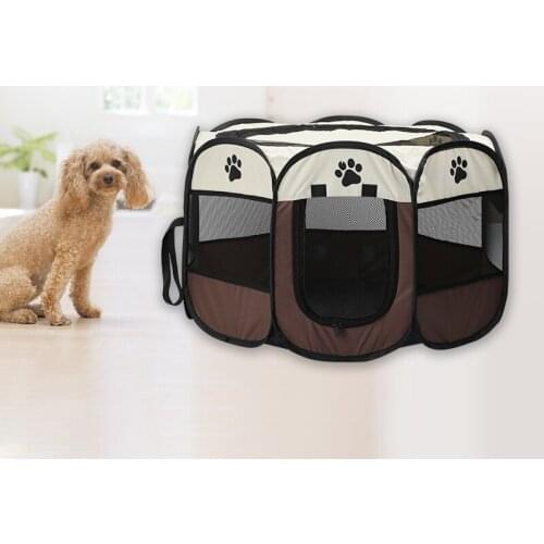 Dog Tent Cat House Kennel Fence Portable House Breathable Outdoor Kennels Fences Pet Delivery Room Octagonal Playpen Puppy Crate