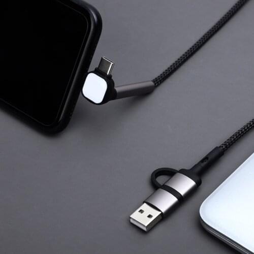 PD 60W USB Type C 8 Pin Charger Cable for iPhone 12 XS XR Charging Cable USB Charger Cord 3 in 1 iOS Retractable Charging Cable