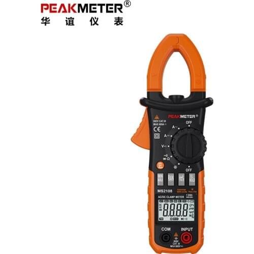 PEAKMETER MS2108 Digital Clamp Meter True RMS LCD Multimeter AC DC Voltmeter Ammeter Ohm Herz. Duty Cycle Multi Tester