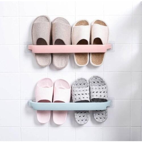 Punch-free Paste Bathroom Towel Rack Kitchen Storage Shoe Rack Multifunctional PP Wall Mounted Waterproof