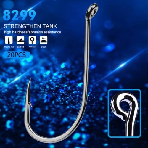 20pcs/lot 1/0#-6/0# 8299 Octopus Series HC-72A High-Carbon Steel Fishing Hook Carp Anzol Fishhook Saltwater Pesca Bass Jig Hook