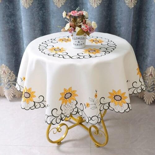 Premium White Tablecloth Round Lace Retro Table Mats for Dining Table Cover Coffee Table for Living Room Party Table Cloth