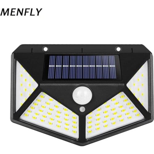 MENFLY Outdoor Solar Rechargeable Wall Light Courtyard Lighting Tools Four-sided Luminous Body Induction Lamp Garden Lights