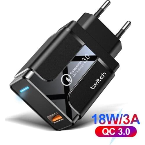 18W Fast Charging Charger Quick Charge 3.0 Phone Charger USB Charging Plug Portable Wall Travel Charge Plug With Indicator