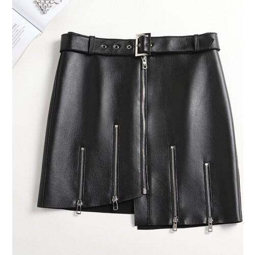 Female High Waist Skirts Womens Summer Skirts 2021 Mini Skirts for Women Real Sheepskin Leather Skirts Donna Gonne Zjt2371