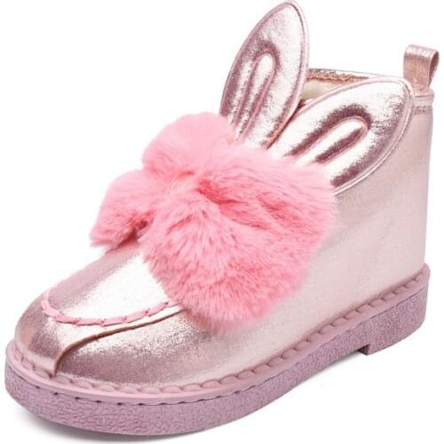 Rabbit Style Womens Winter Boots Waterproof Slip on Lazy Rabbit Fur Womens Winter Snow Boots Solid Fashion Female Ankle Boots