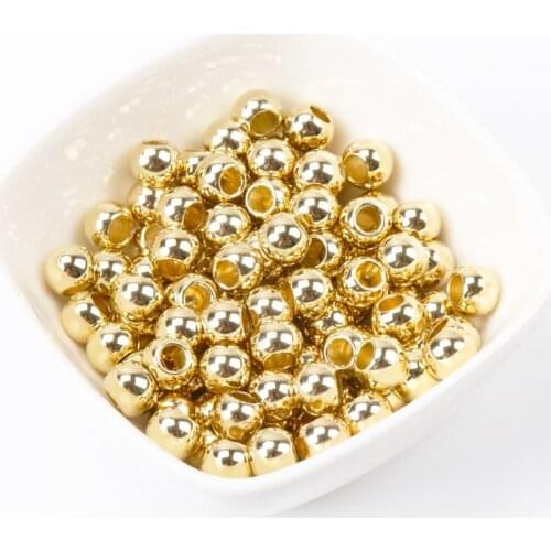 Gold CCB Round Big hole Seed Spacer Loose Beads For Jewelry making DIY 4mm 6mm 8mm 10mm 12mm 14mm 16mm 18mm 20mm