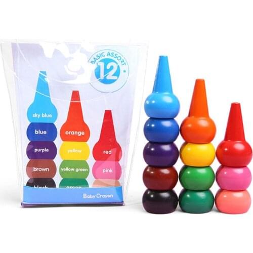12 Colors 3D Finger Crayons Non Toxic Washable Painting Drawing Wax for Toddler U4LD