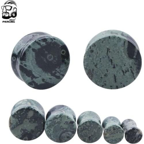 2pcs Stone Plugs and Tunnels Ear Expander Plug Green Eye Stone Ear Plugs Tunnels 5-25mm Flesh Tunnels Body Jewelry Piercings