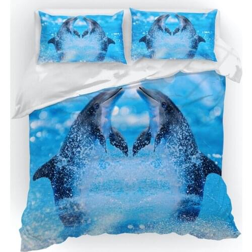 3D Sea Dolphin Bedding Sets Duvet Cover Set Comforther Cases Quilt Covers Pillowcase Queen Full Twin Single Size Bed Linen
