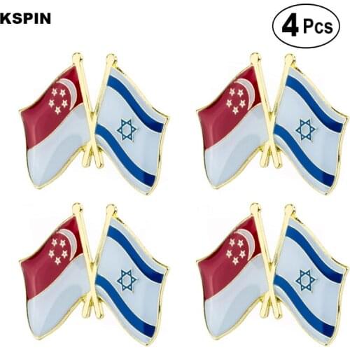 Singapore & Israel Flag Pin Lapel Pin Badge Brooch Icons 4pcs