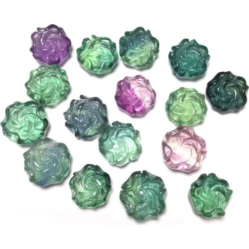 5pcs Natural Fluorite Flower Pendant Hand Carved Crystal Flower Necklace Healing Crystal Stone DIY Charms Women Jewelry Gift