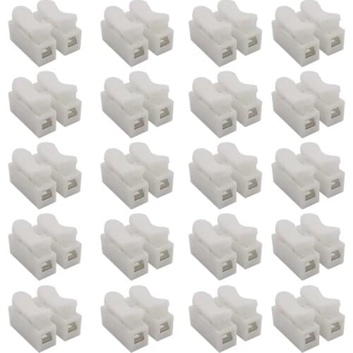 50/30/20/10Pcs CH2 Spring Wire Connectors CH2 Quick Splice Lock Wire Terminal Barrier Block 2 Pin Electrical Cable Connectors