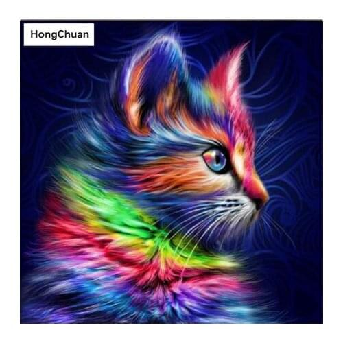 Colorful Cat 5D DIY Square/Round Diamond Painting Cross Stitch Seike Christmas Diamond Embroidery Home Decoration Gift