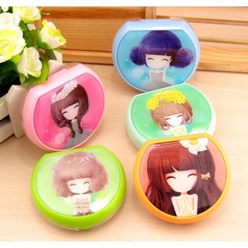 Free ship!1lot=10set!cute girl contact lenses box / companion box / Cartoon eyeglasses box / lens care /pencil case