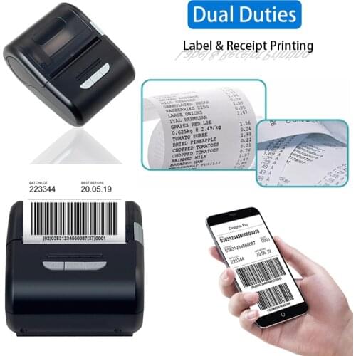 Bluetooth Portable Label Printer Pocket Roll Receipt Printer Cheap Sticker Machine For Order Food Thermal Logo Android iOS Store
