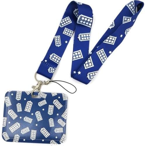 Doctor Who Telephone Booth Key lanyard Car KeyChain ID Card Pass Gym Mobile Phone Badge Kids Key Ring Holder Jewelry Decorations