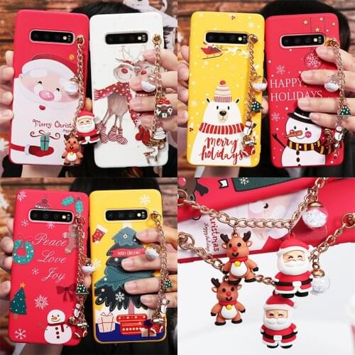 Christmas Cartoon Pendant Chain Case For Samsung Galaxy A21S A51 A71 A10 A20 A30 A40 A50 A70 S10 S8 S9 Plus S20 Ultra TPU Cover
