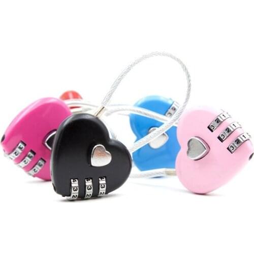 Novelty Heart Shape Code Padlock Security Resettable Password Lock Travel Baggage Backpack Zinc Alloy Safety Lock Lovers Gift