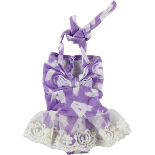 14inch Girl Doll Clothing Costume Strap Swimsuit Printed Jumpsuit For for Wellie Wishers Girl Dolls Accessories Purple
