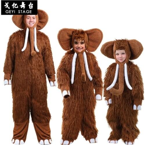 New mammoth Baby Costume Kids children brown Animal Onesies big ear nose Elephant Cosplay Costume Fancy Dress Jumpsuit with hat