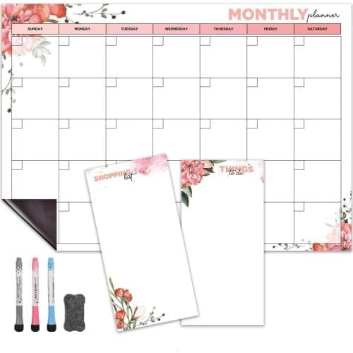 Erasable Magnetic Calendar for Fridge Magnetic White Board Magnetic Planner Board Grocery List Menu Board White Board Marker Set