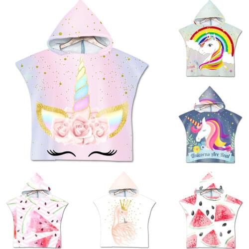 Cartoon Wearable Children Bath Towel Portable Travel Shade Cloak Hooded Beach Towel Kids Swimming Bath Towel