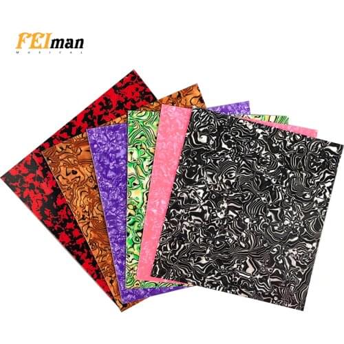 Pleroo Celluloid Material Blank Sheet for Acoustic Guitar Pickguard Self Adhesive 24cmx22cm Quality Scratch Plate Multi color