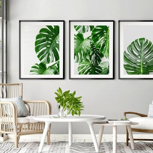 Nordic Style Wall Art Canvas Plant Print Painting Modern Home Decoration Picture Monstera Tropical Leaf Green Plant Poster
