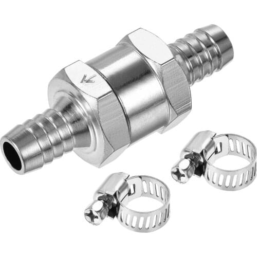 Uxcell Non-Return One Way Check Valve with Clamps, 11mm Barb OD, for Water Fuel Line