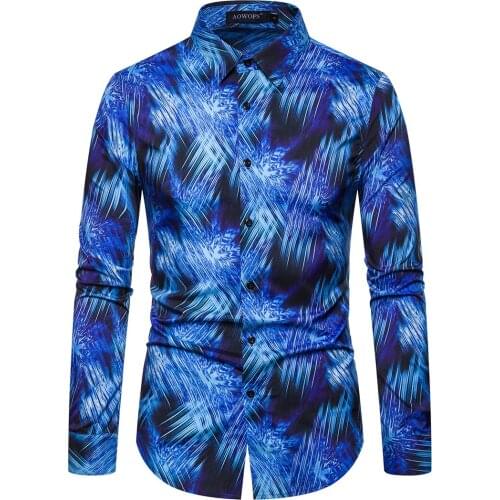 New British casual fashion mens long-sleeved shirt digital printing