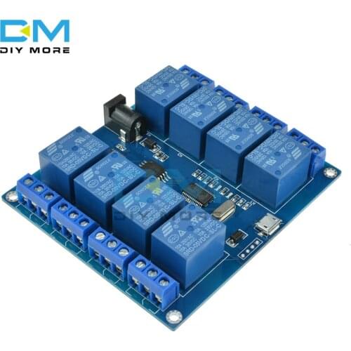 New 5V 10A Micro USB 8 CH 8 Channel Relay Upper Computer ICSE014A 8-Channel Relay Serial Port Board Module 8 Way