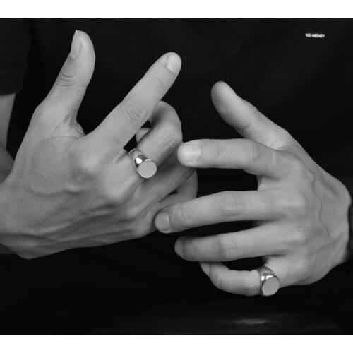 New Original Design Silver Blank Open Seal Ring Mens Glossy Unisex With Opening Adjustable Tail Jewelry Accessory