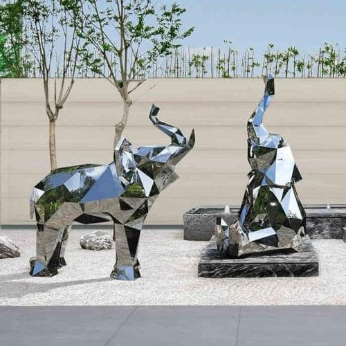 Sales Office outdoor vestibule stainless steel large animal sculpture hotel outdoor landscape sketch elephant floor decoration