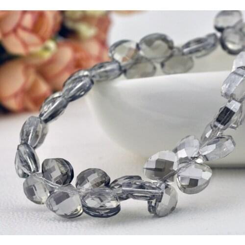 Wholesale Gray Water Drop Beads 20pcs/lot 9x10cm Transparent Crystal Faced Jewelry Bead for Necklace Bracelet Making Accessories