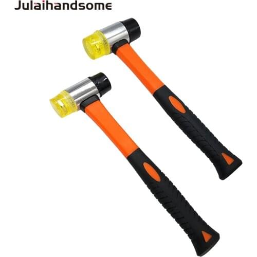 Rubber Mallet 35/40mm Double-Faced Soft Hammer with Fiberglass Handle for Leather Crafts, Jewelry and Flooring Installation