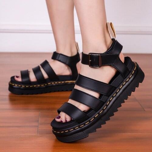 Women Soft Patent Leather Gladiator Sandals 2021 Summer New Shoes Womens Sandals Students Flat Platform Shoes Female Beach Shoes
