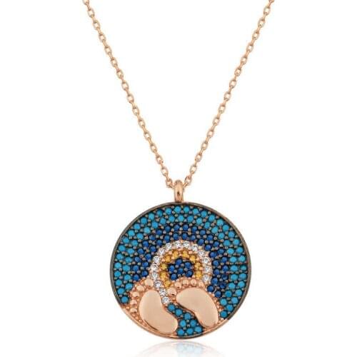 Silver The Genres Change Baby Footprint lady necklace