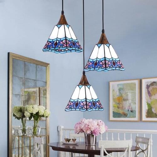 Mediterranean Meal Three Head Tiffany Personality Restaurant Lamp European Style Hand Bar Table Lamp hanging lamp