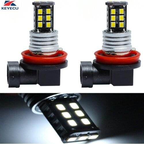 KEYECU 2 Pack Super Bright White H8 H11 2835 15SMD 15W DRL Fog Light Replacement Car Driving Daytime Running Lights