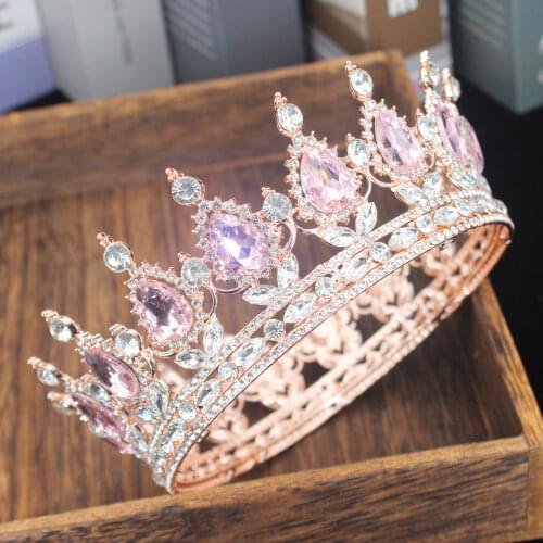 Princess Queen Bridal Tiaras and Crowns Women Rose Gold Color Crystal Headpiece Diadem Bride Wedding Hair Jewelry Accessories