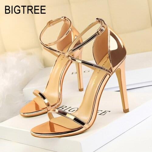 BIGTREE Women Sandals High Heels Women Shoes Sexy Pumps Women Wedding Shoes Fashion Women Office Shoes Silver Party Shoes