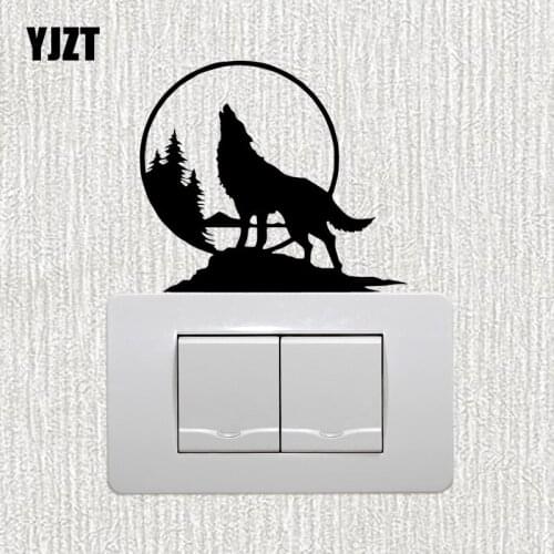 YJZT Wolf Under The Moon Wall Switch Sticker Creative Fashion Vinyl Decal Decor S19-0894